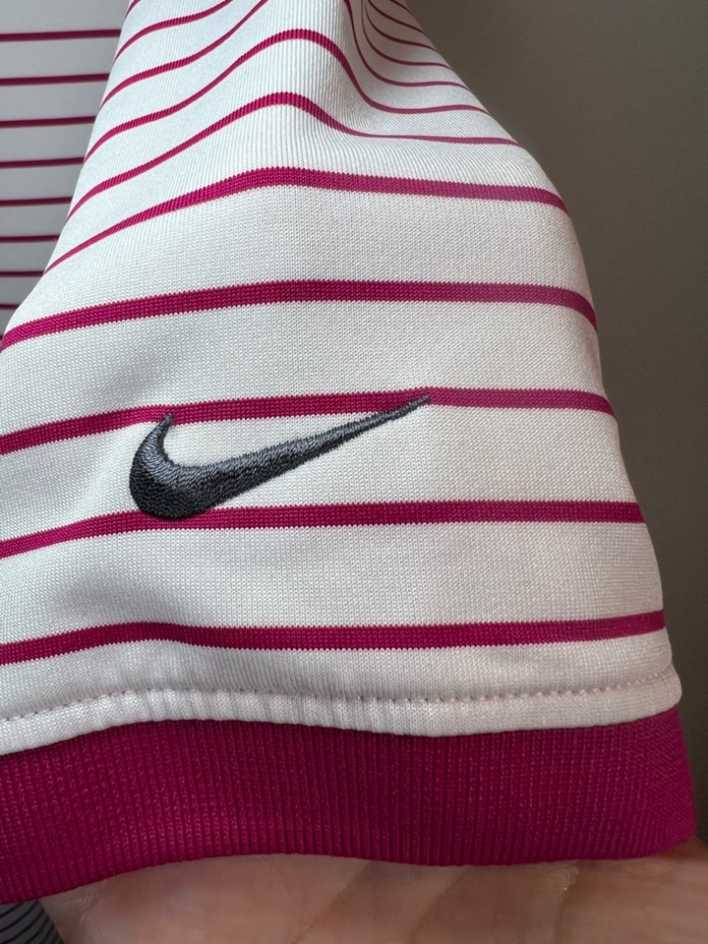Nike Golf Dri-Fit Polo Shirt Magenta White Stripes Standard Fit Stretch Mens XXL - Picture 5 of 11